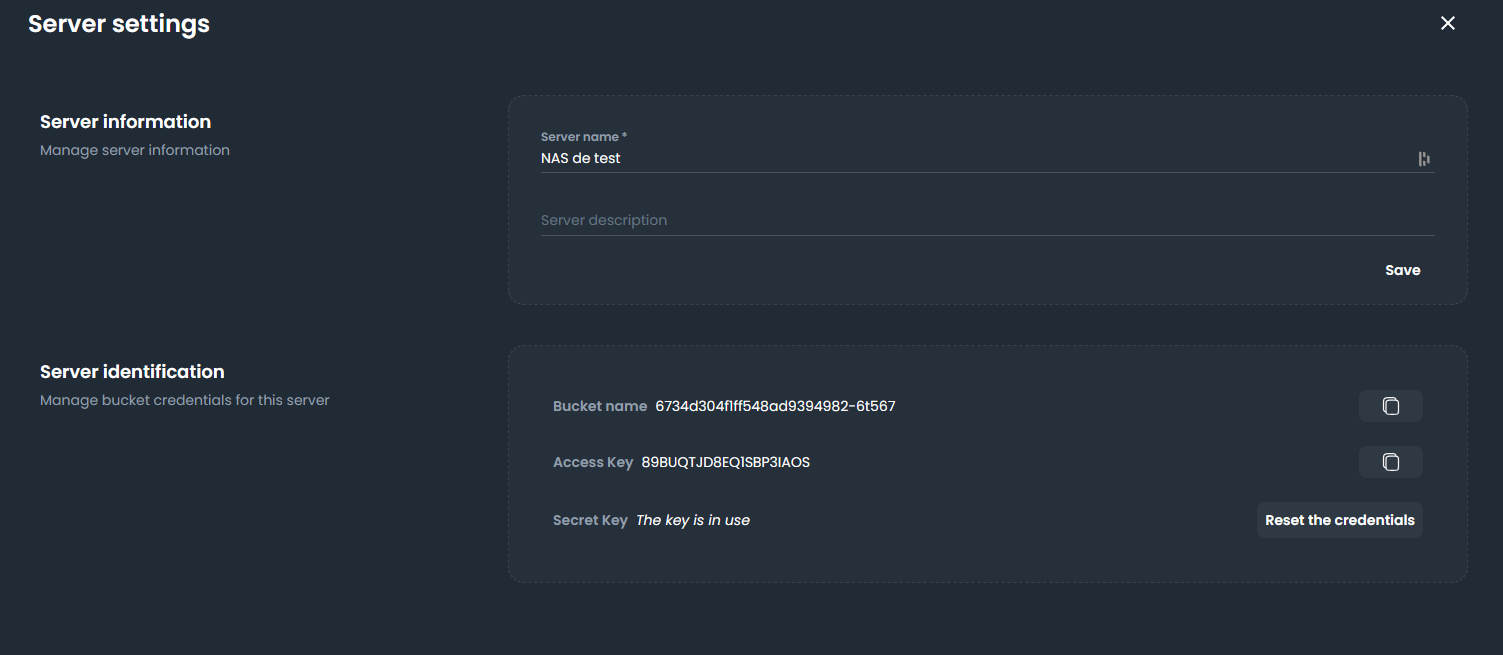 Server configuration section